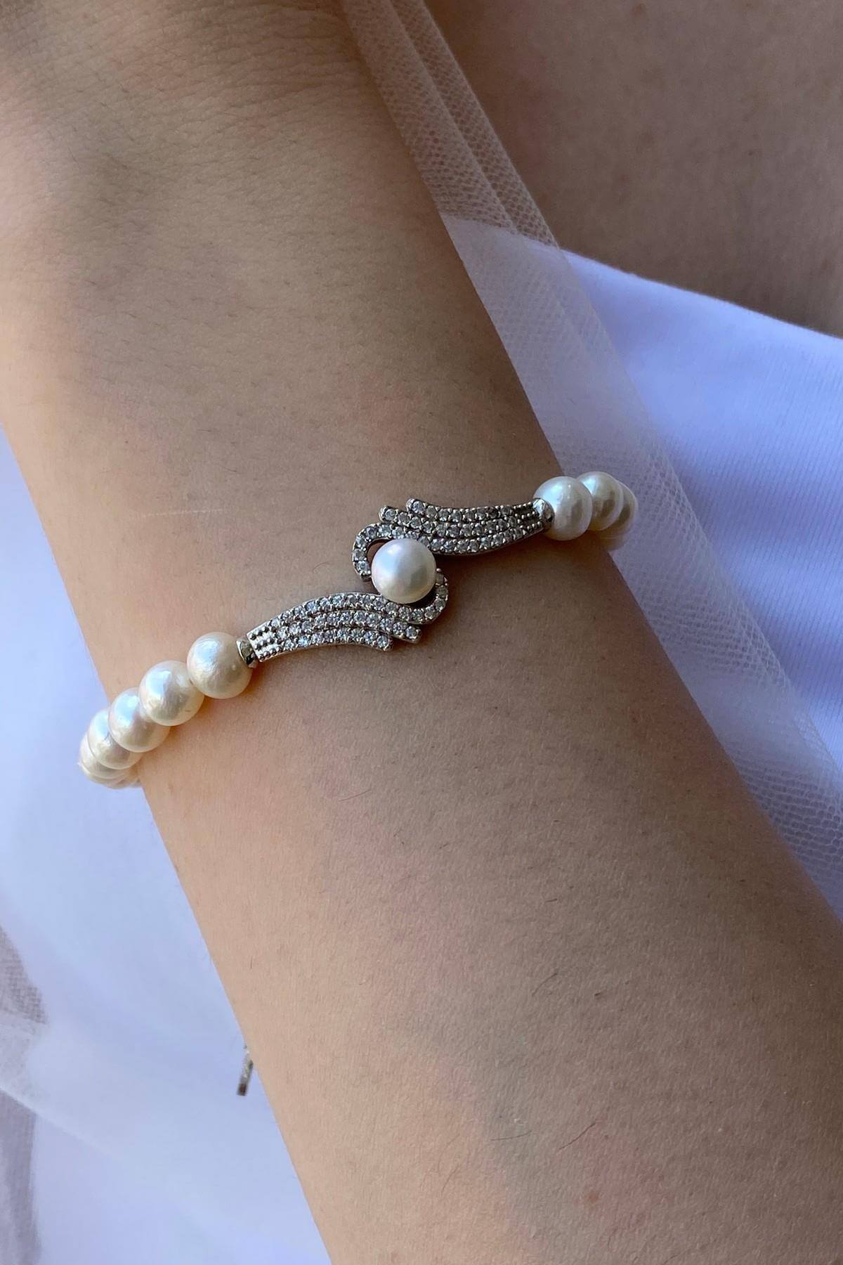 Zirkon Taşlı Doğal İnci Bileklik | | Birinci1926