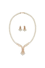 Zirkon Taşlı Doğal İnci Küpe Kolye İkili Set | | Birinci1926