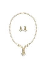 Zirkon Taşlı Doğal İnci Küpe Kolye İkili Set | | Birinci1926