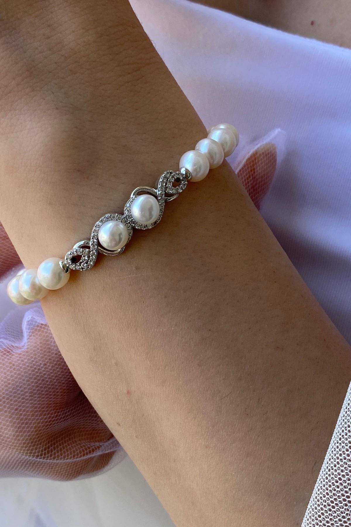 Zirkon Taşlı Suyolu Doğal İnci Bileklik | | Birinci1926