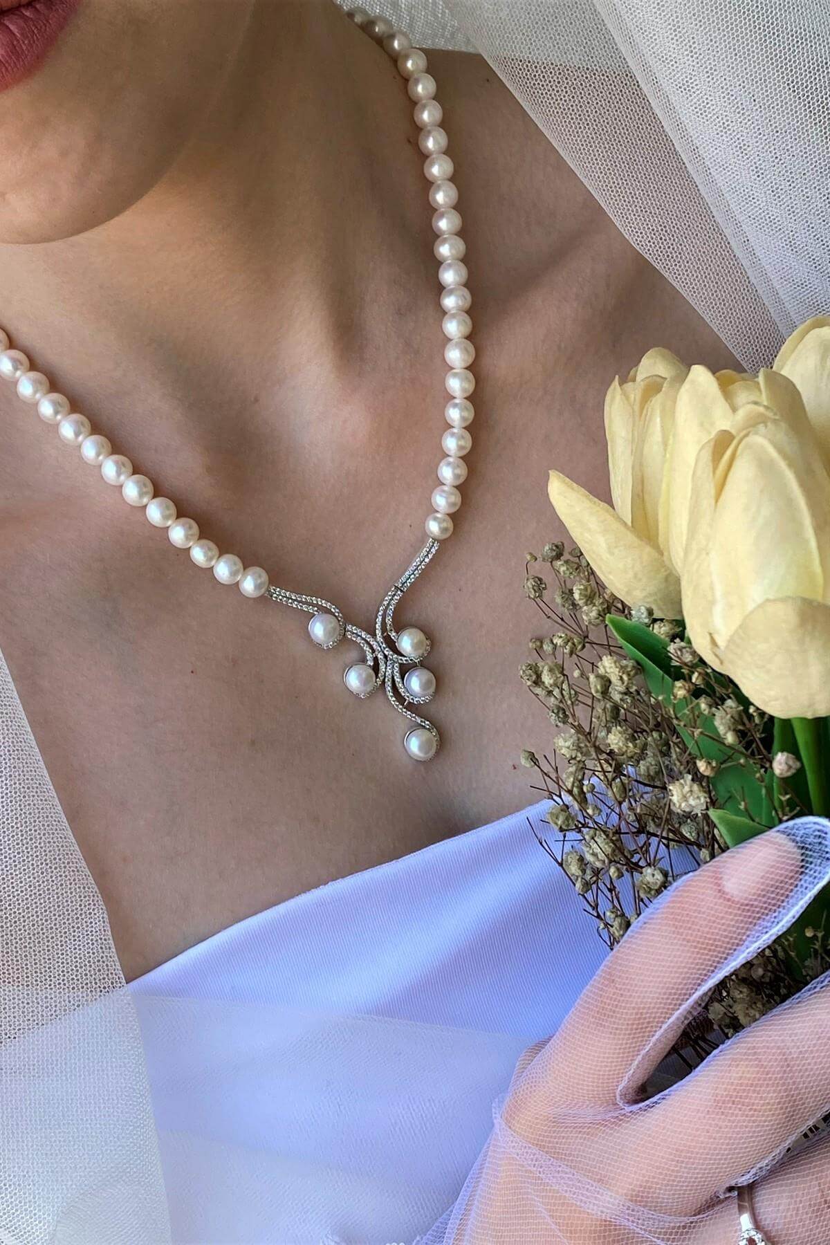 Zirkon Taşlı Suyolu Doğal İnci Kolye | | Birinci1926