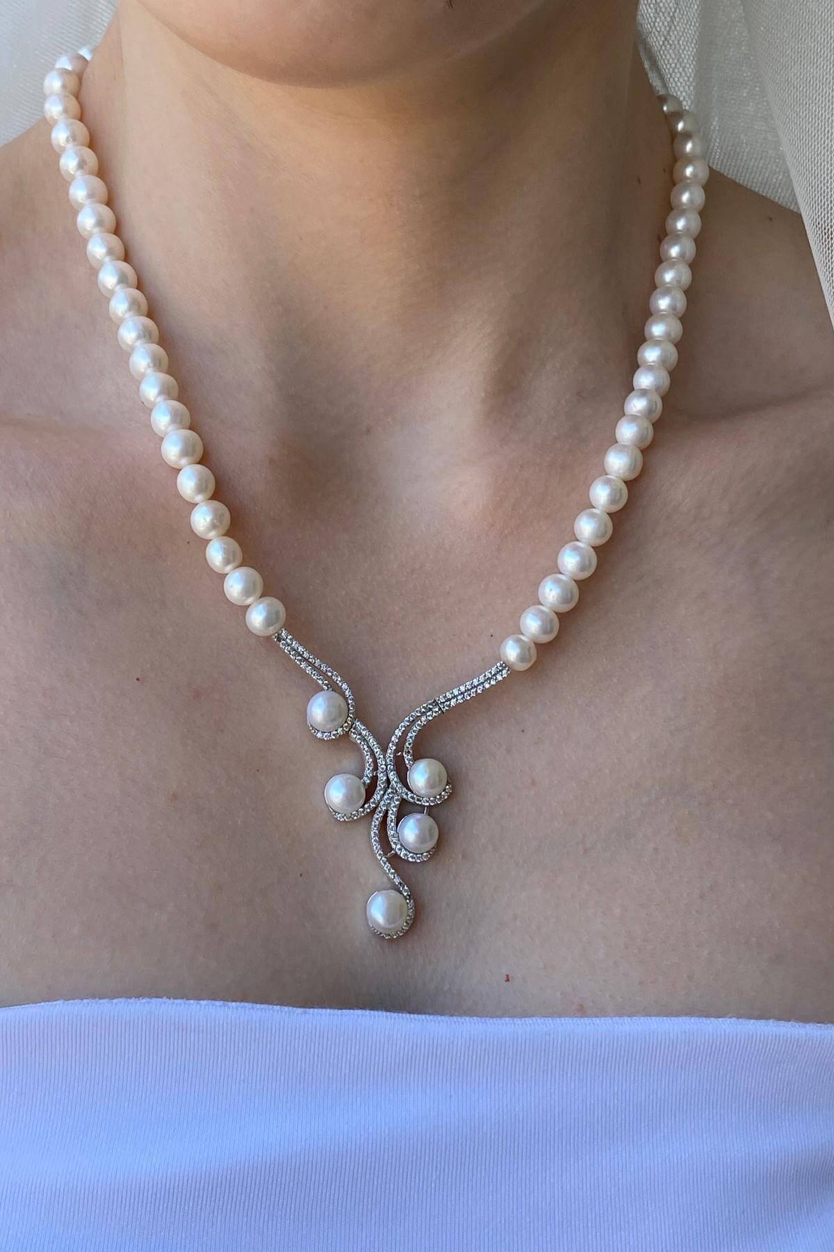 Zirkon Taşlı Suyolu Doğal İnci Kolye | | Birinci1926