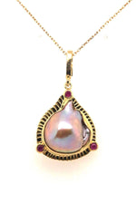 Kırmızı Mineli Doğal Barok İnci Kolye | | Birinci1926