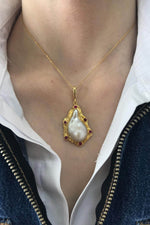 Kırmızı Mineli Doğal Barok İnci Kolye | | Birinci1926