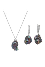 Siyah Barok İnci Kolye Küpe İkili Set | | Birinci1926