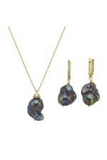 Siyah Barok İnci Kolye Küpe İkili Set | | Birinci1926