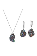 Siyah Barok İnci Kolye Küpe İkili Set | | Birinci1926