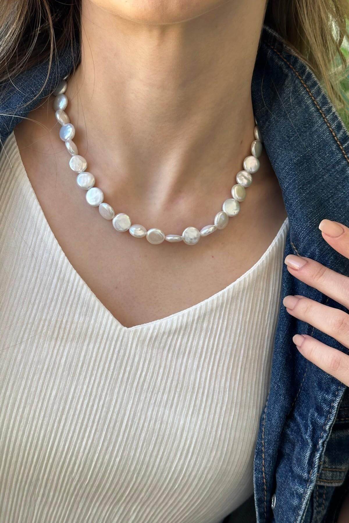 Yassı Doğal İnci Kolye | | Birinci1926