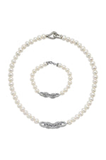 Zincir Detaylı Doğal İnci Kolye Bileklik İkili Set | | Birinci1926