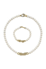 Zincir Detaylı Doğal İnci Kolye Bileklik İkili Set | | Birinci1926