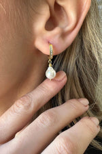 Zirkon Taşlı Doğal Damla İnci Küpe | | Birinci1926