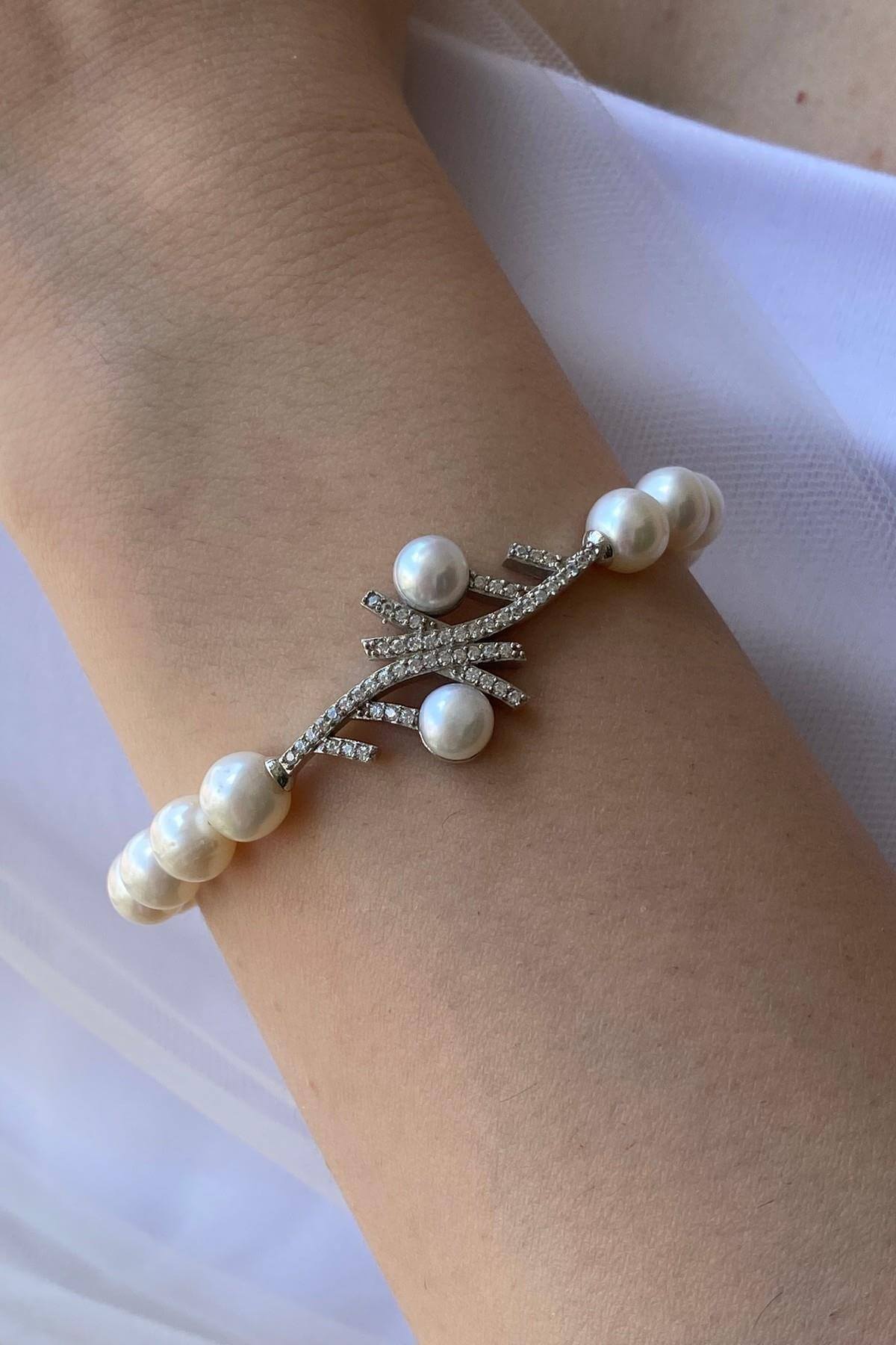 Zirkon Taşlı Doğal İnci Bileklik | | Birinci1926