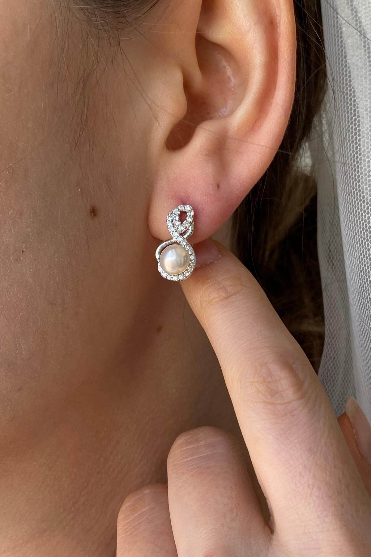 Zirkon Taşlı Doğal İnci Küpe | | Birinci1926