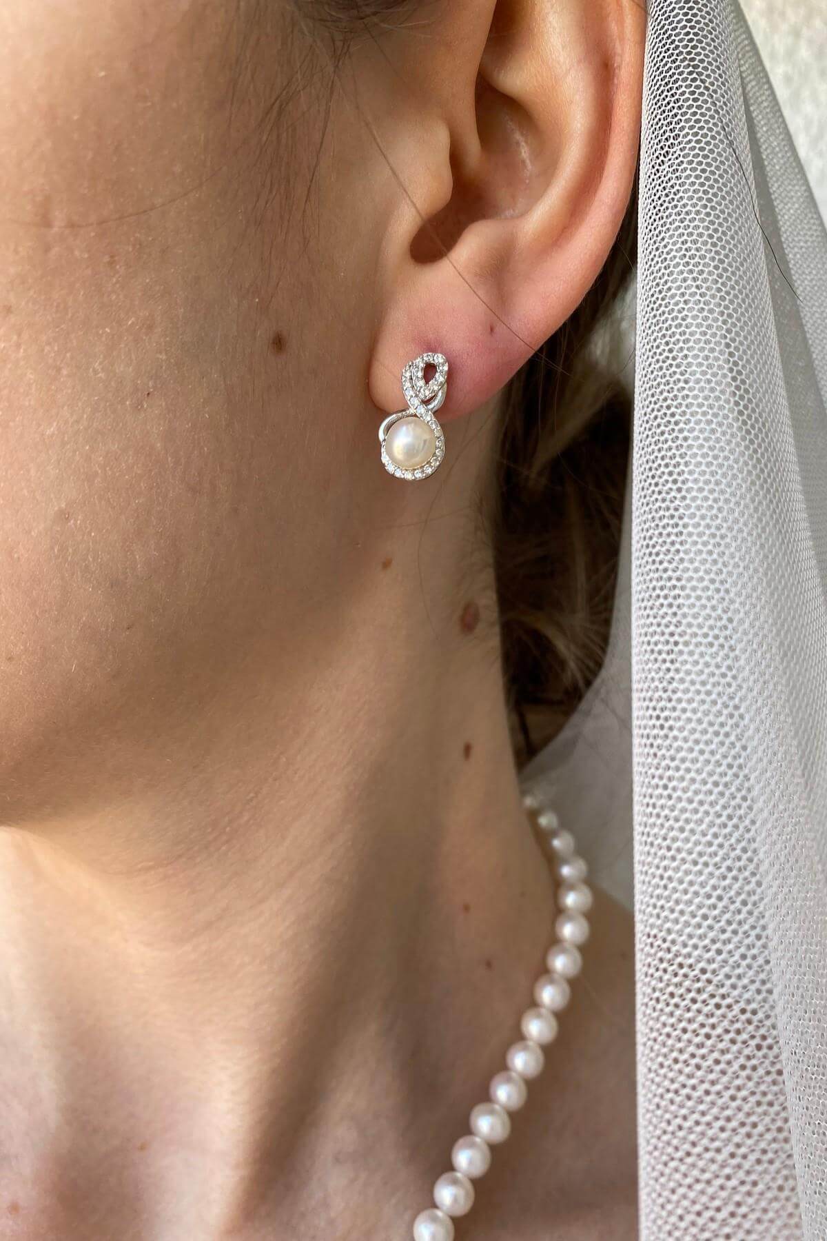 Zirkon Taşlı Doğal İnci Küpe | | Birinci1926