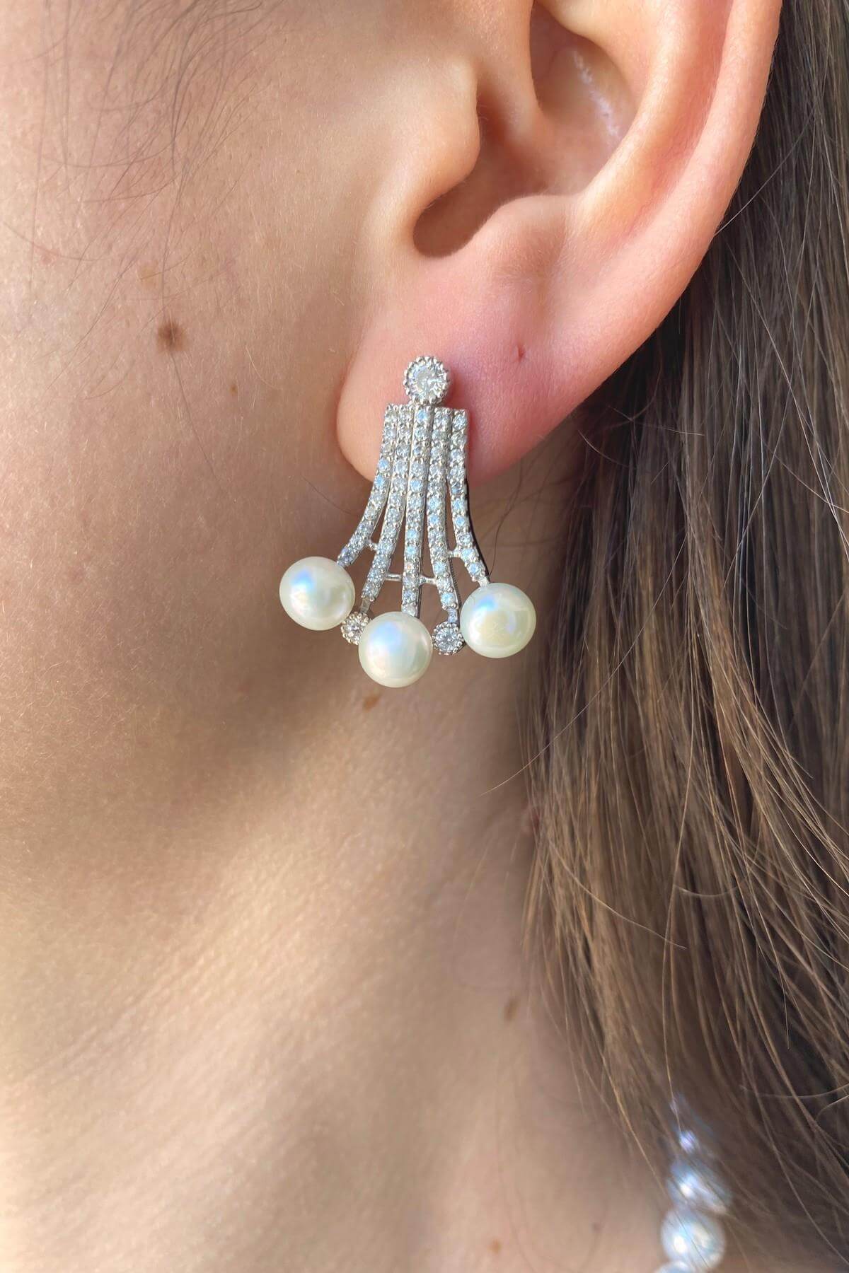 Zirkon Taşlı Doğal İncili Küpe | | Birinci1926