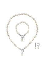 Zirkon Taşlı Halka Kilitli Dorikalı Doğal İnci Küpe Kolye Bileklik Üçlü Set | | Birinci1926