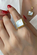 Vintage Sedef Kare Yüzük | | Birinci1926