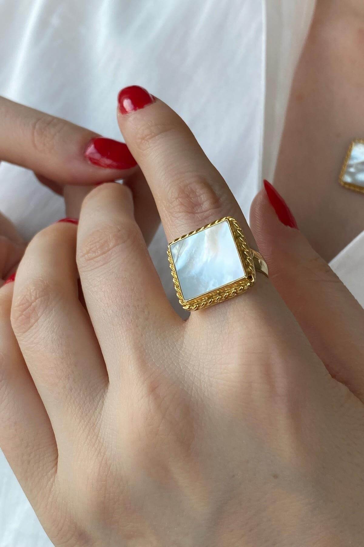 Vintage Sedef Kare Yüzük | | Birinci1926