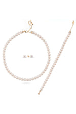 Doğal İnci Sıralı Kolye Bileklik Küpe Üçlü Set | | Birinci1926