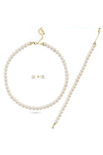 Doğal İnci Sıralı Kolye Bileklik Küpe Üçlü Set | | Birinci1926