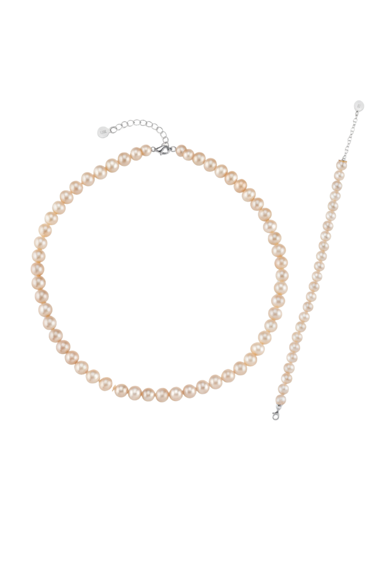 Pudra Pembe Doğal İnci Kolye Bileklik Set