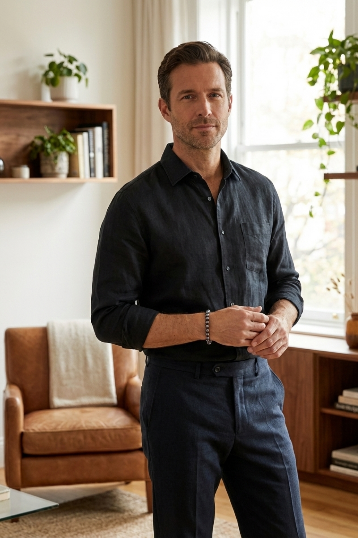 Siyah Doğal İnci Erkek Bileklik