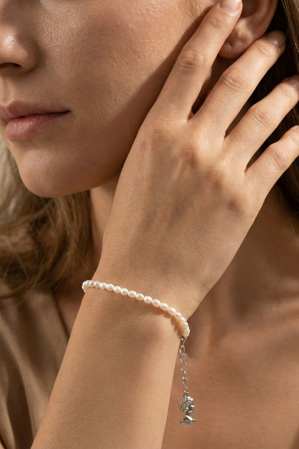 Yassı Doğal İnci Bileklik