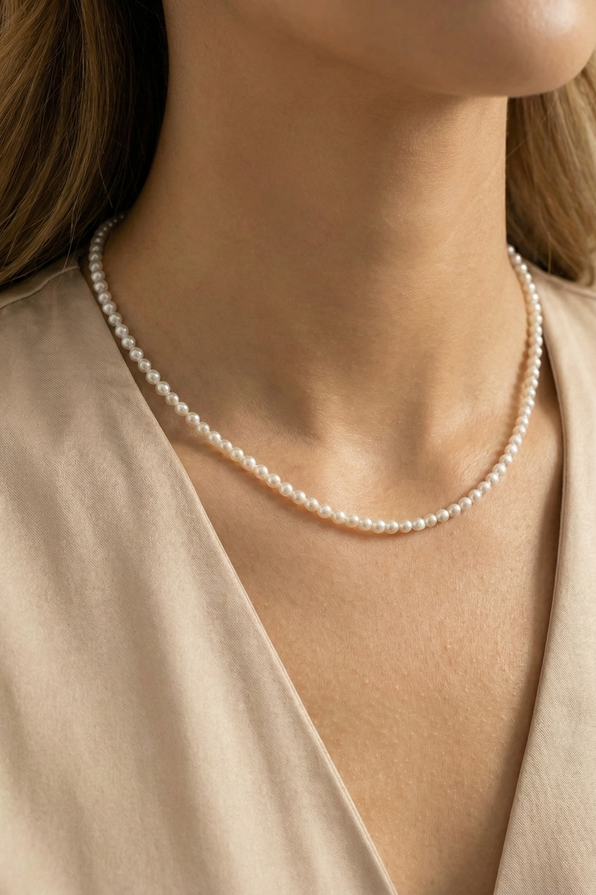 Yassı Doğal İnci Kolye