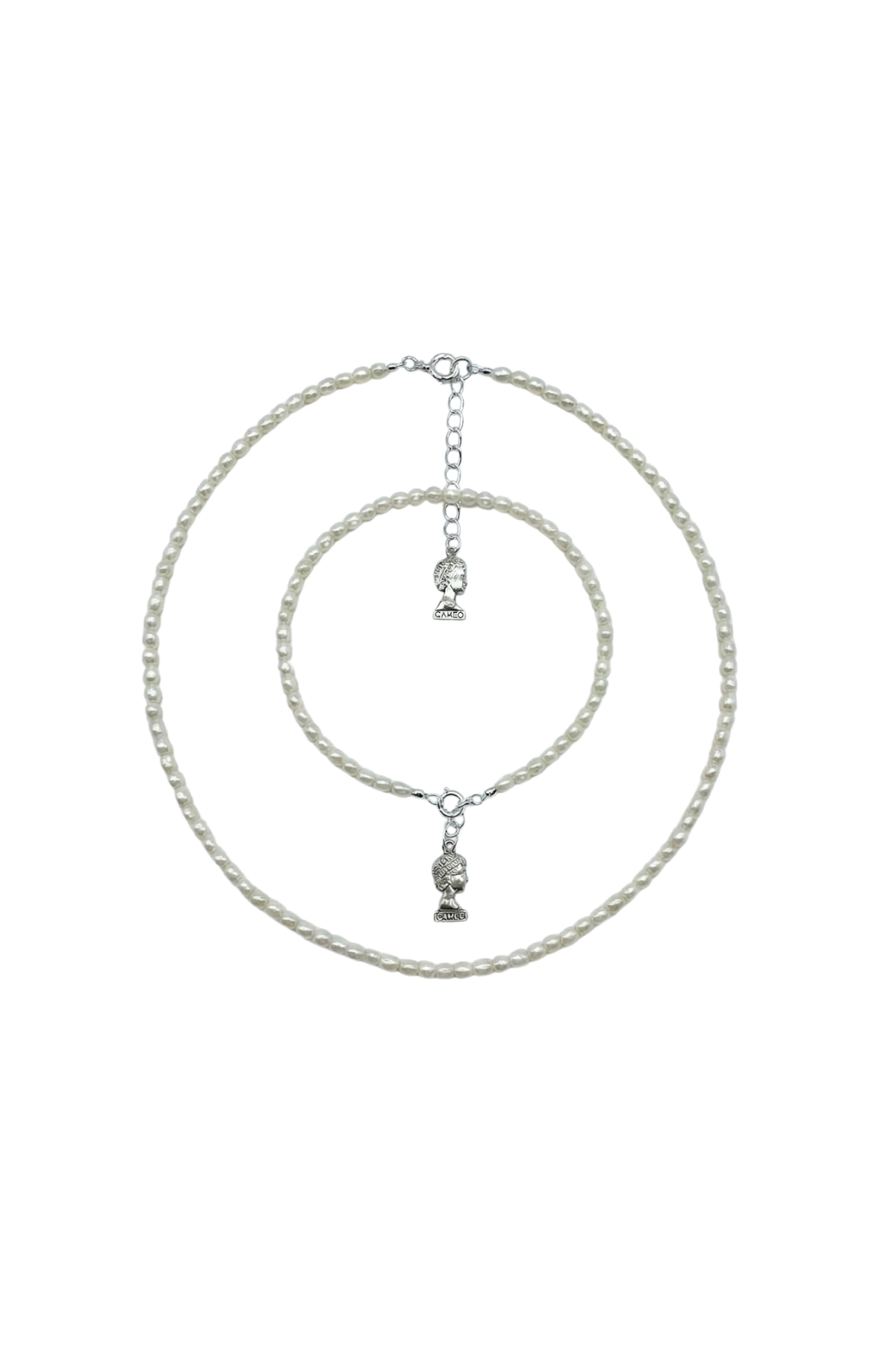 Yassı Doğal İnci Kolye Bileklik Set