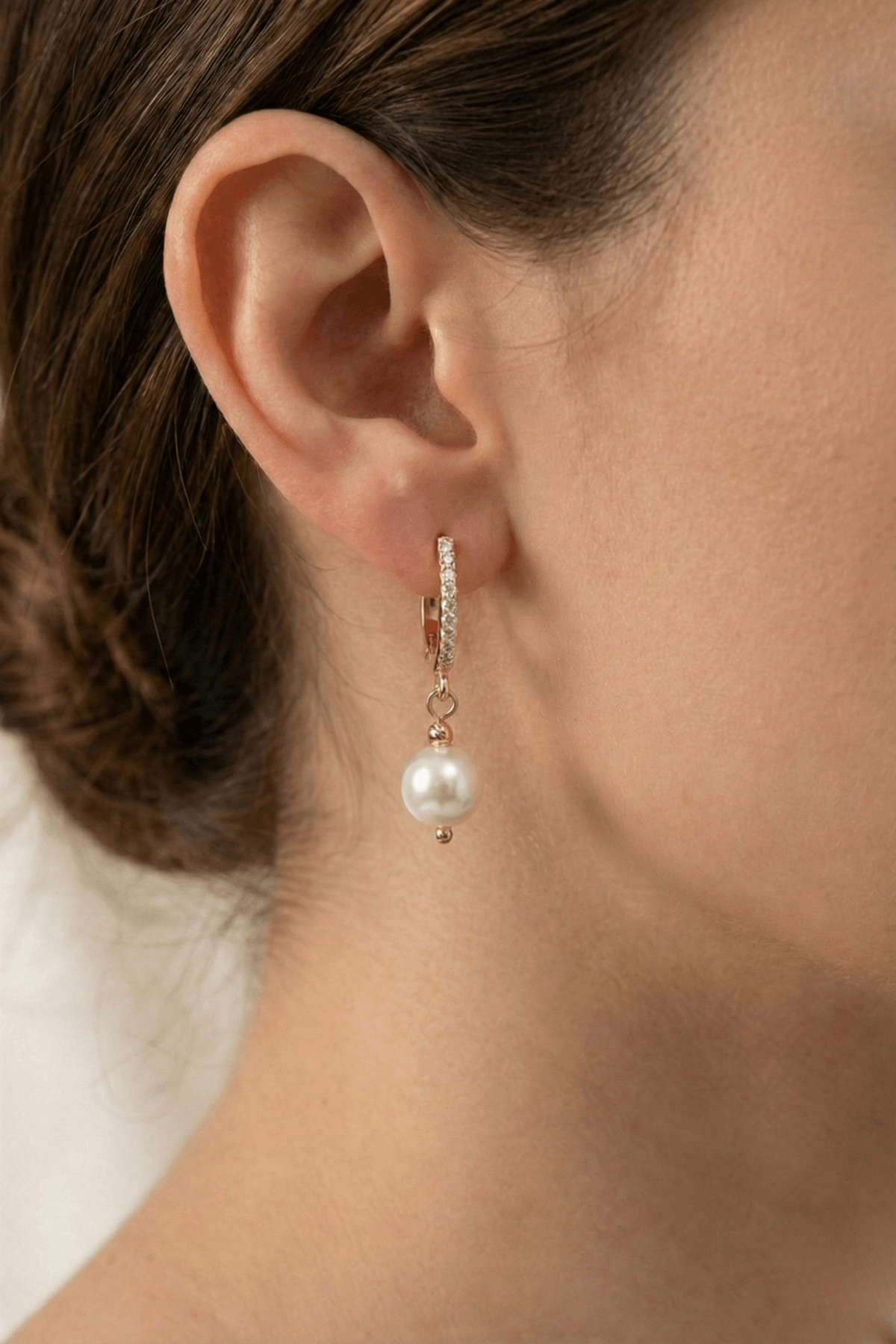 Sallantılı Zirkon Taşlı Doğal İnci Küpe