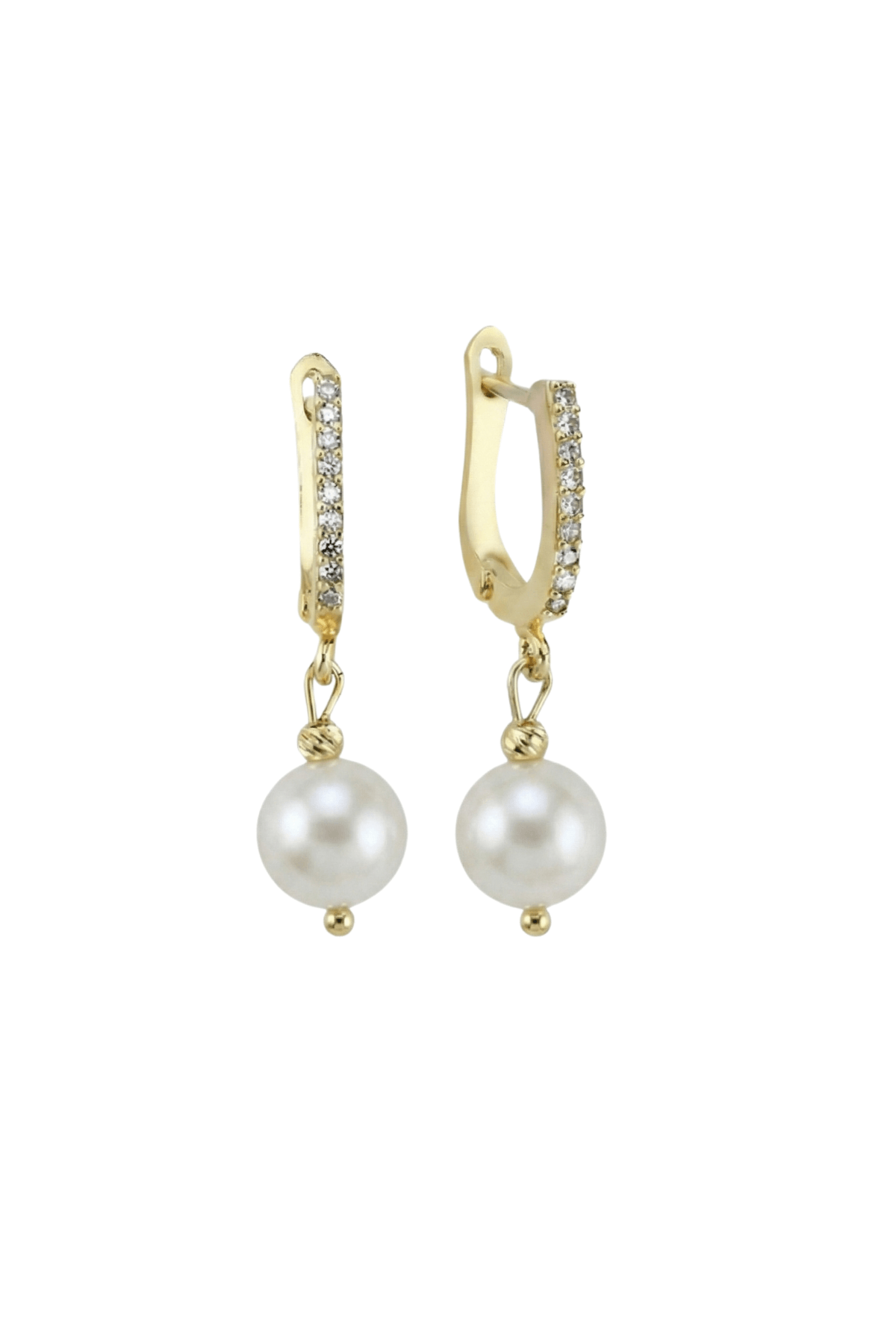 Sallantılı Zirkon Taşlı Doğal İnci Küpe