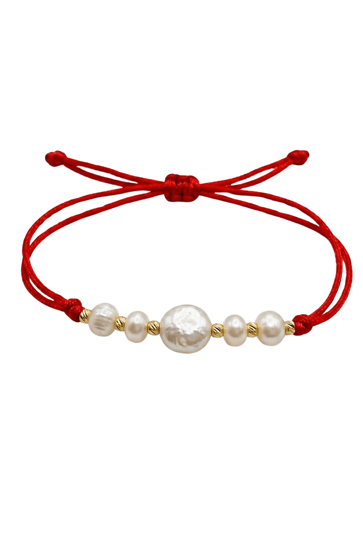 Kırmızı doğal inci şans bilekliği, inci bileklik modeli, şık tasarım.