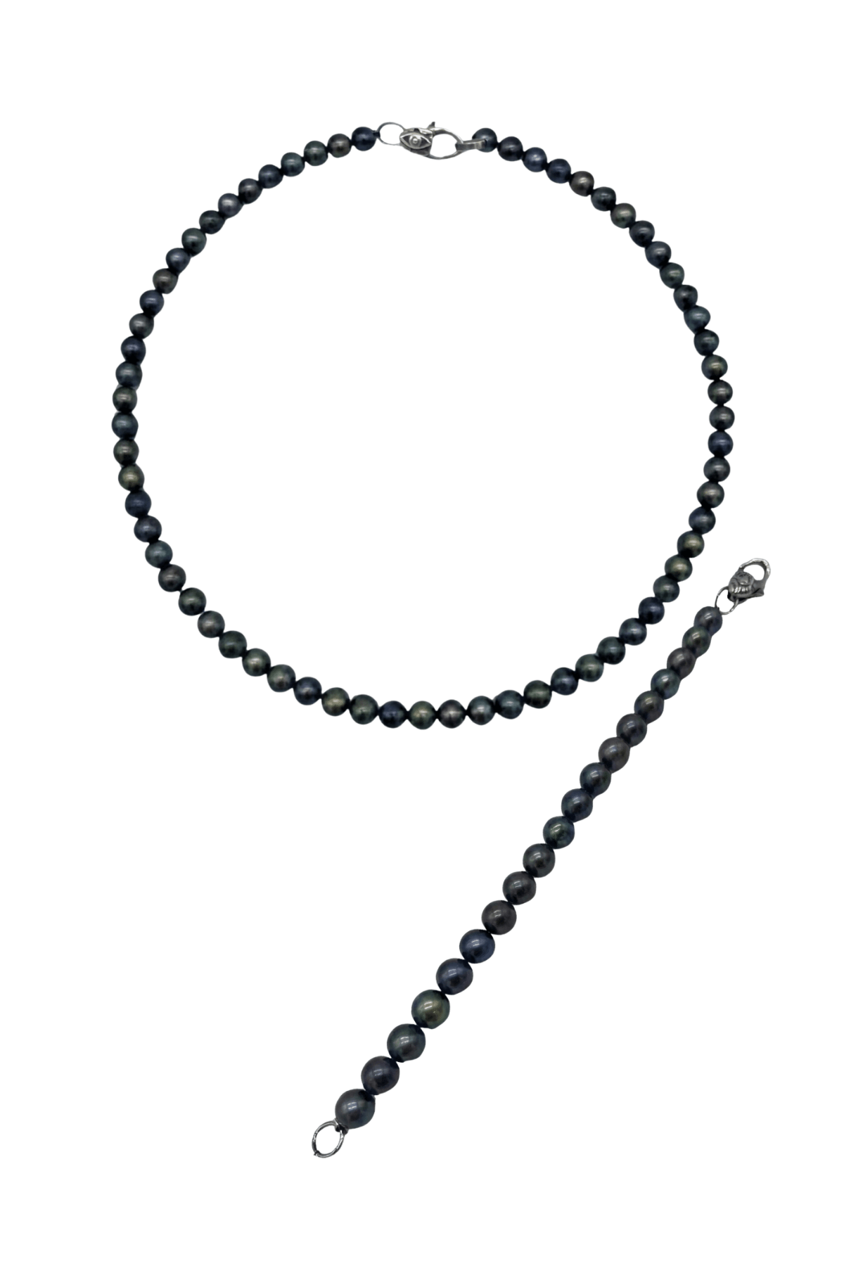 Erkek Siyah Doğal İnci Kolye Bileklik Set