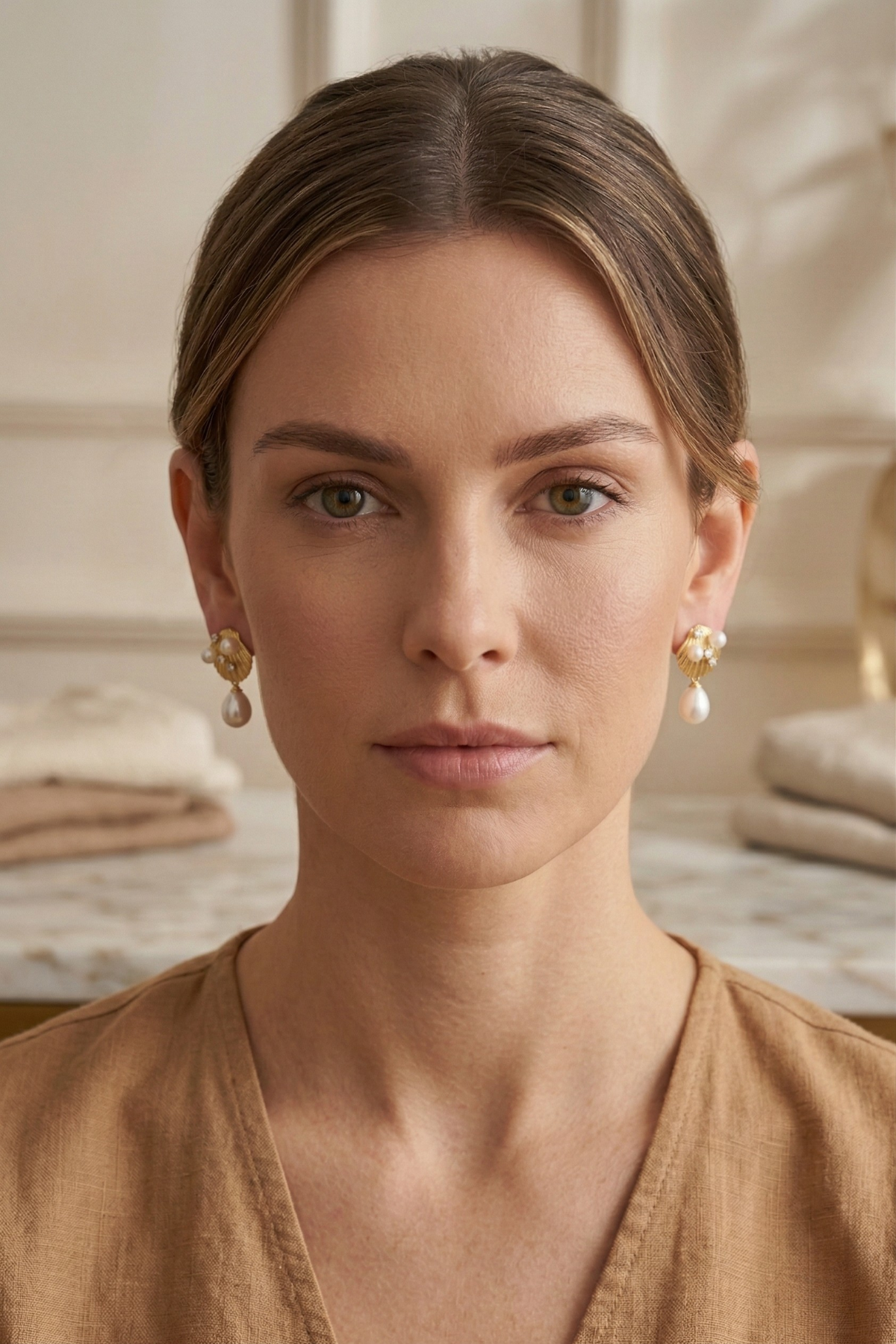 İstiridye Doğal İnci Küpe