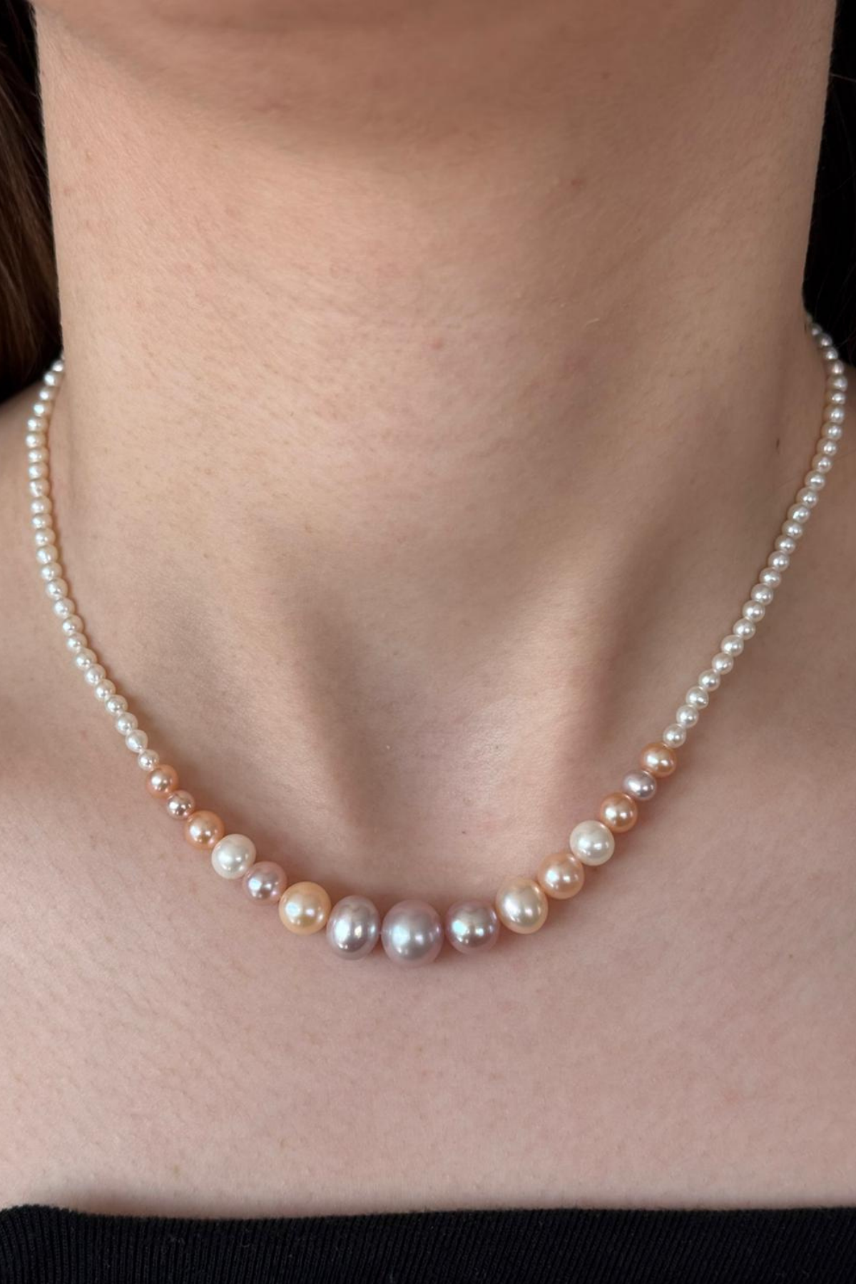 Multicolor Süzme Doğal İnci Kolye