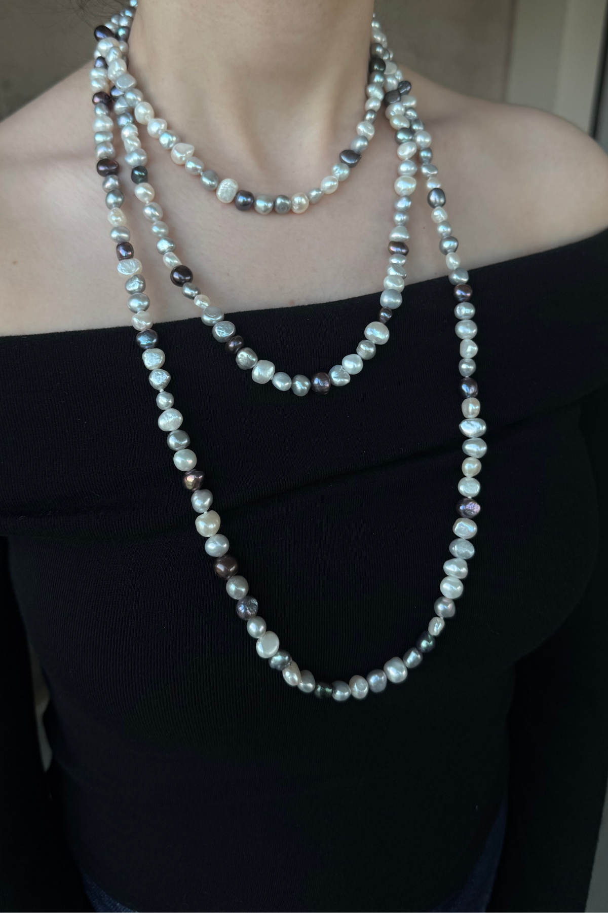 Multicolor Uzun Doğal İnci Kolye