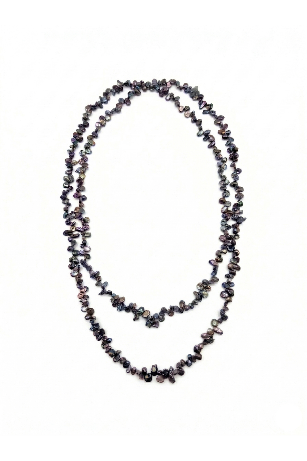 Siyah Taş Barok Uzun Doğal İnci Kolye