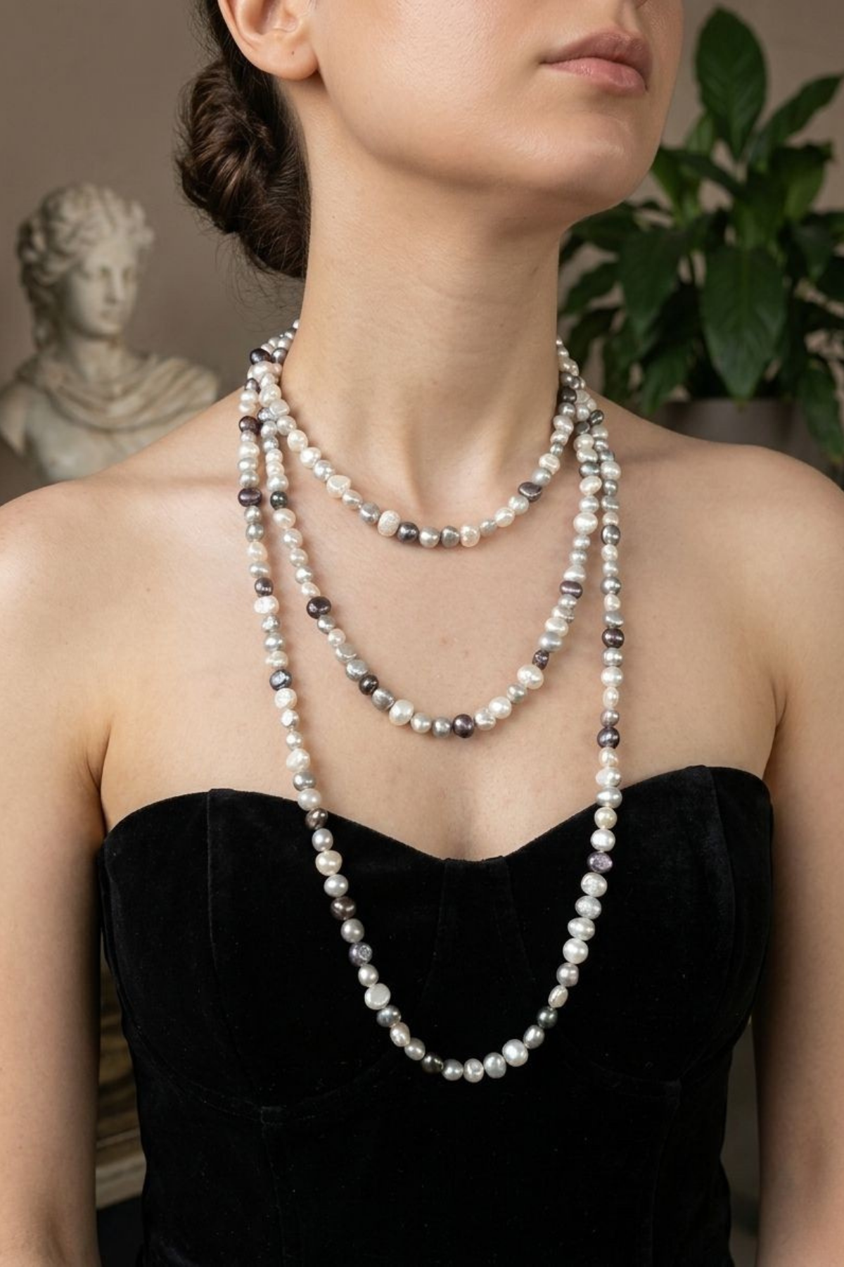 Multicolor Uzun Doğal İnci Kolye