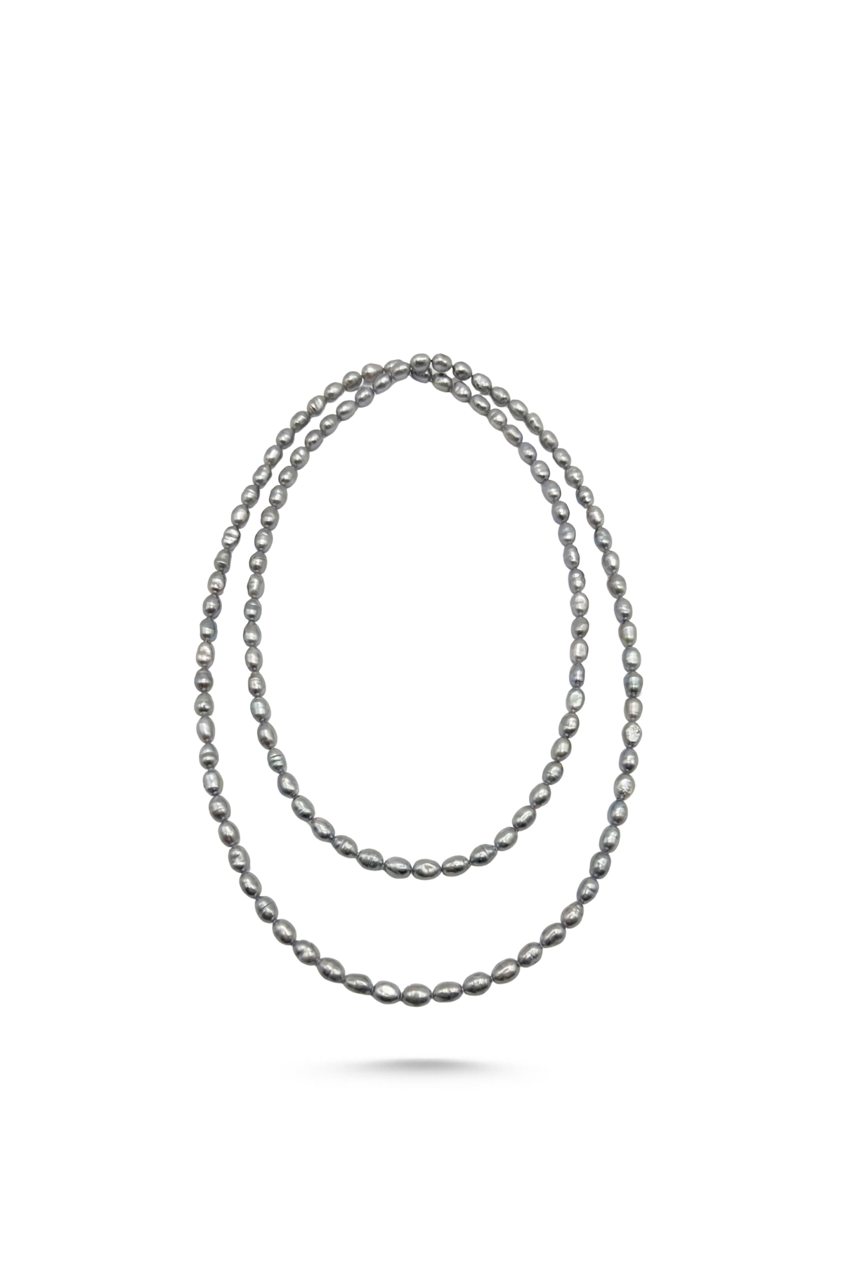 Gri Barok Uzun Doğal İnci Kolye