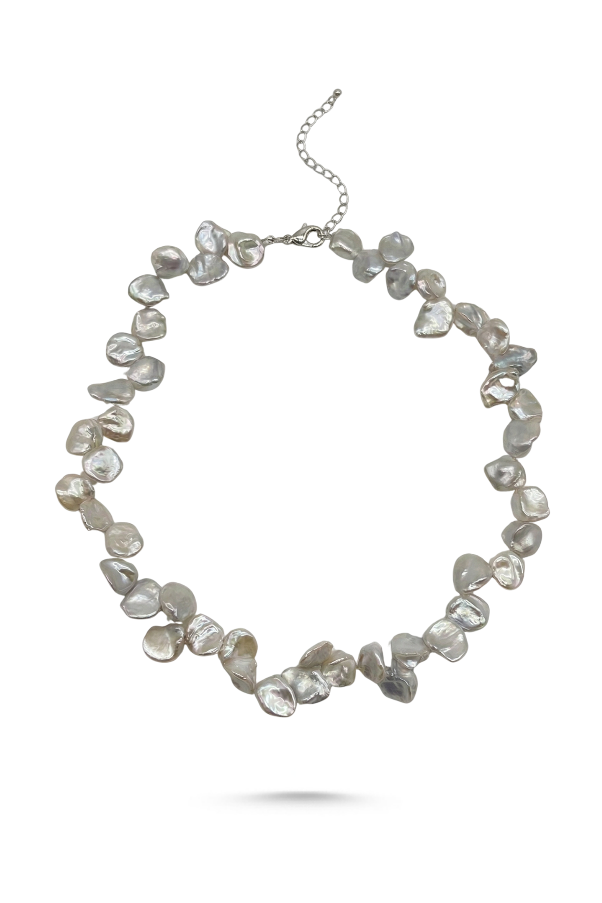 Gri Taş Barok Doğal İnci Kolye