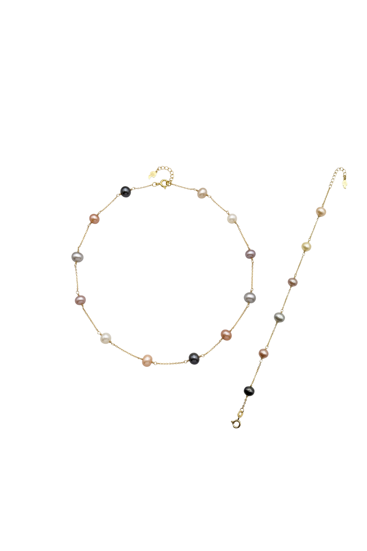 Renkli Doğal İnci Kolye Bileklik Set