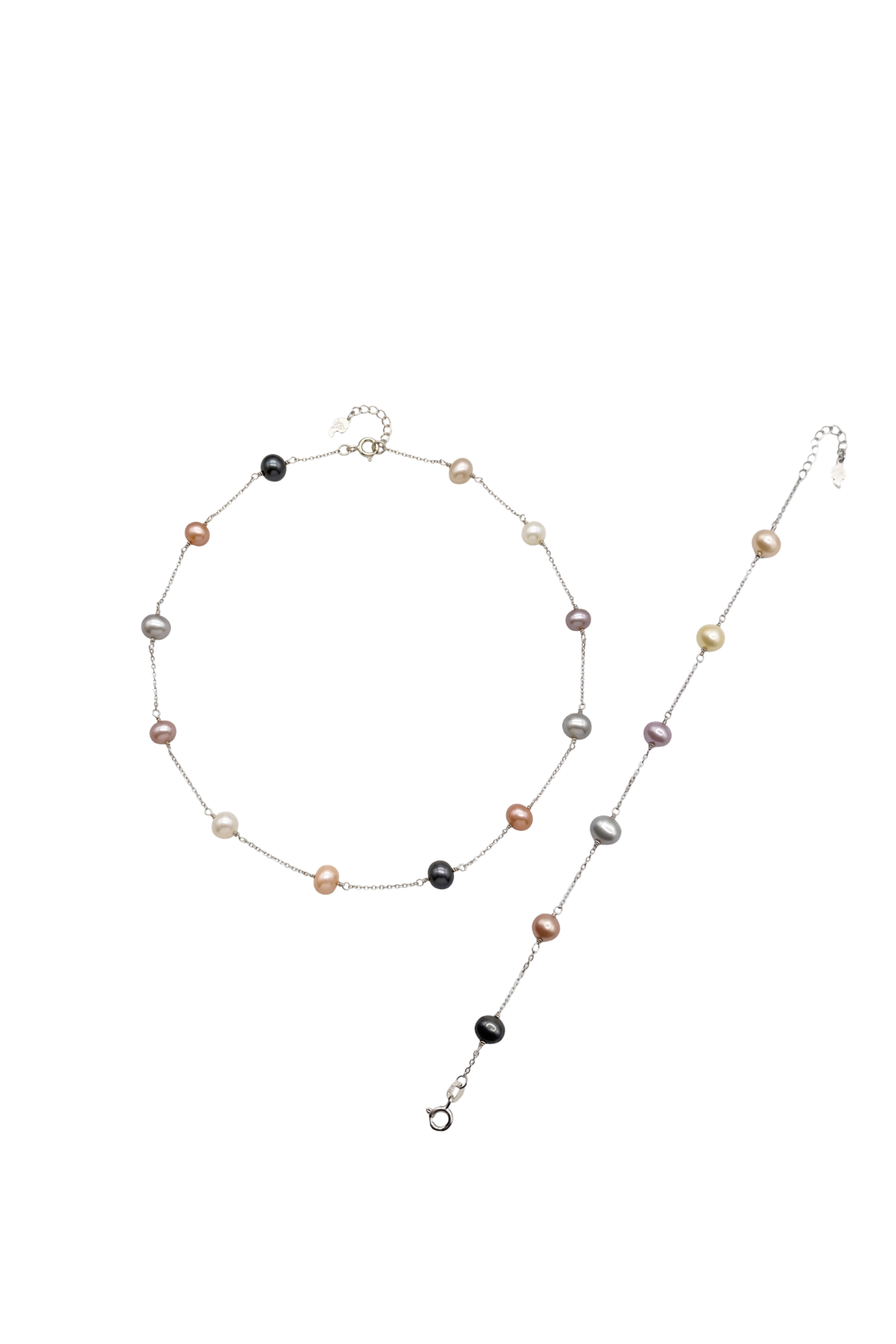 Renkli Doğal İnci Kolye Bileklik Set