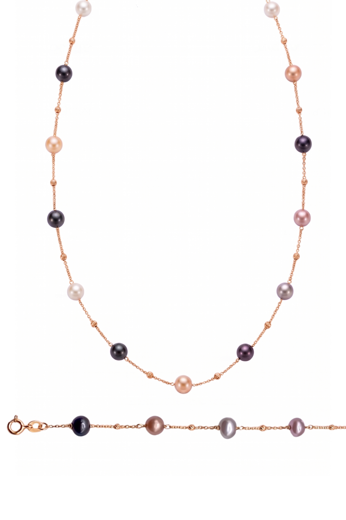 Dorikalı Renkli Uzun Doğal İnci Kolye Bileklik Set