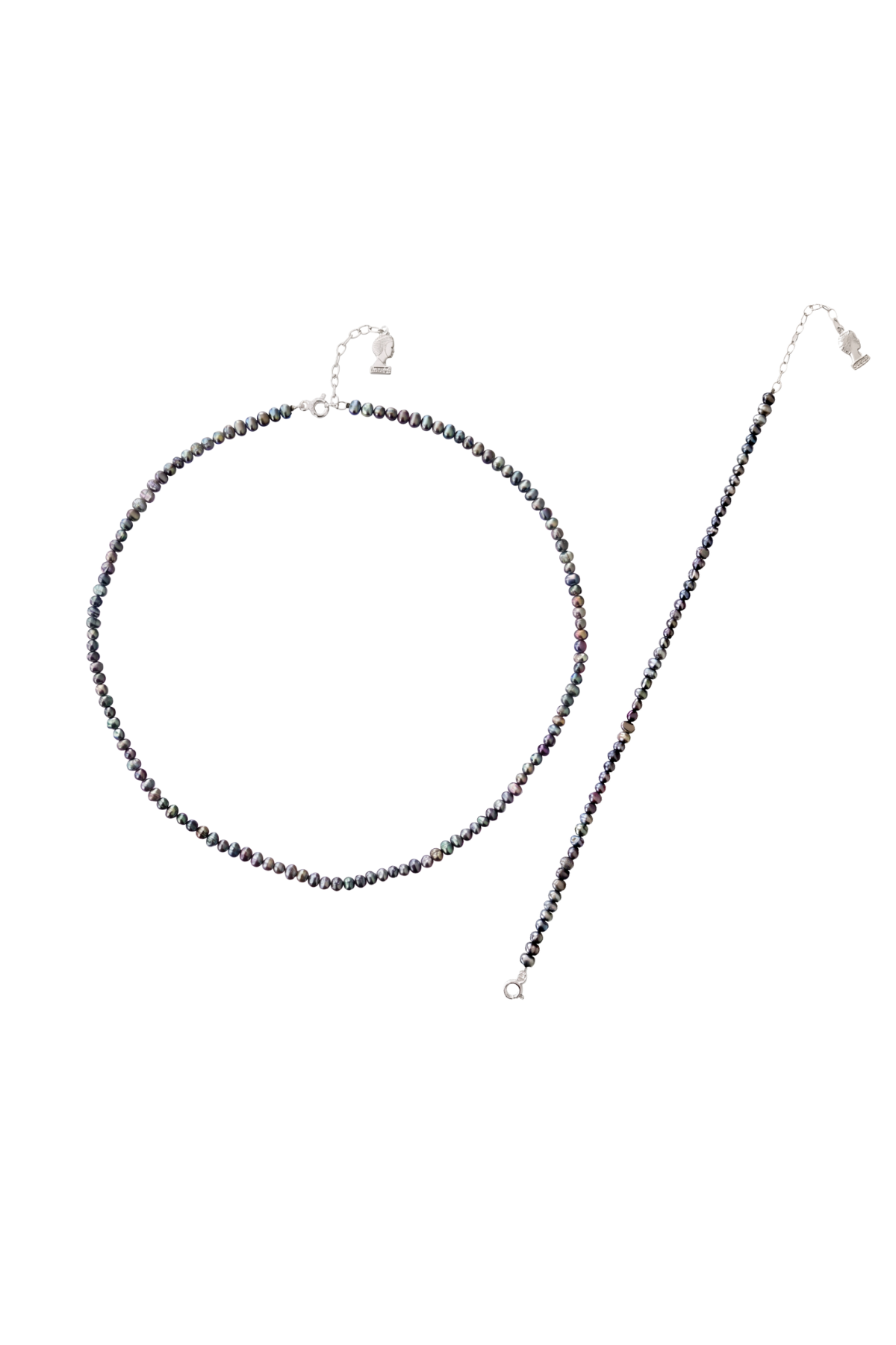 Siyah Doğal İnci Kolye Bileklik Set