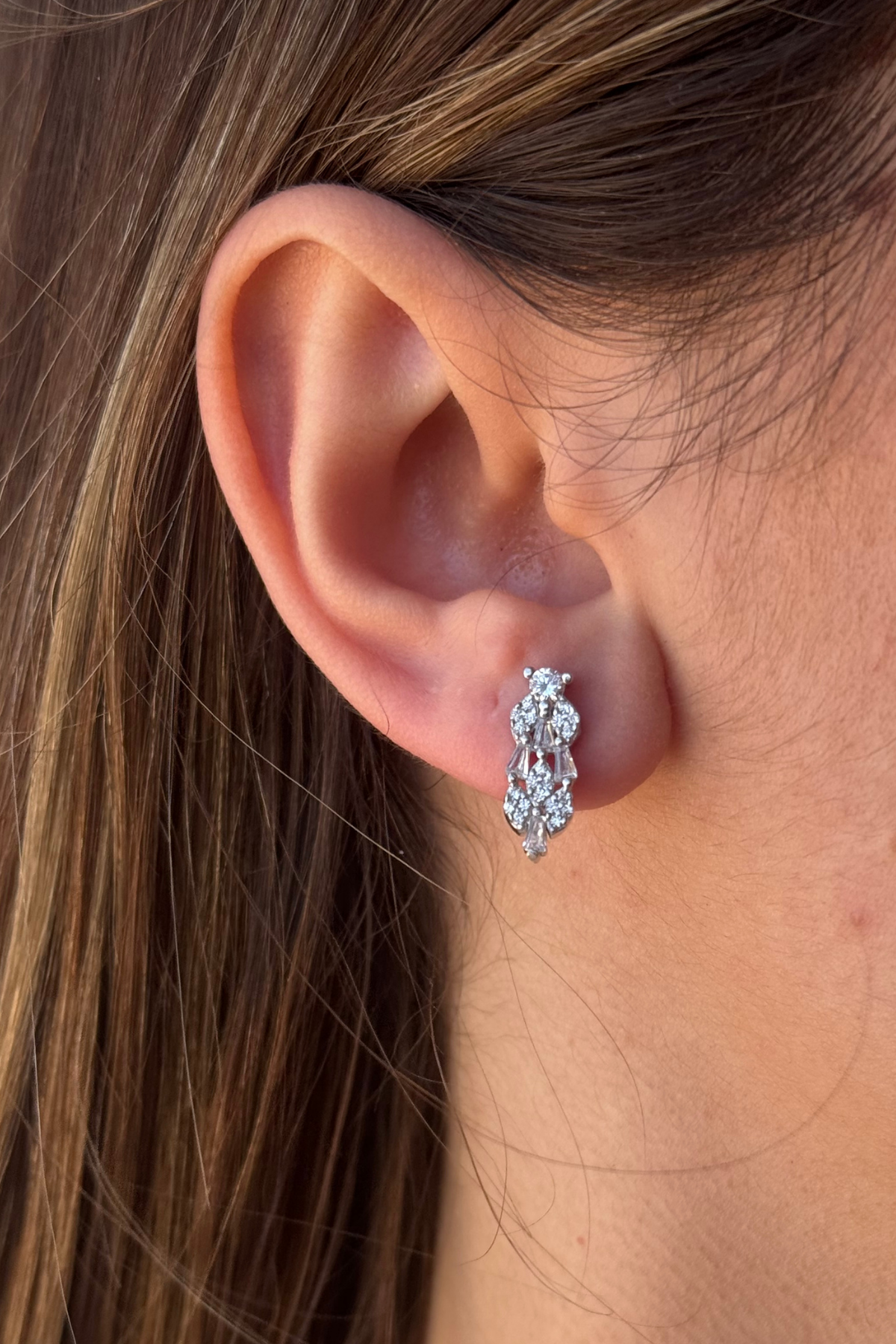 Elegant earrings on display, showcasing intricate design and sparkling details, perfect for any occasion.