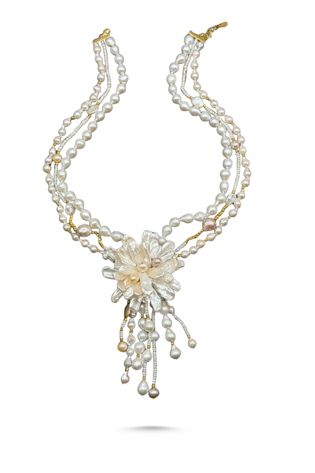 Barok Buketi Doğal İnci Kolye, zarif inci detaylarıyla şık bir takı, 45 cm uzunluğunda.