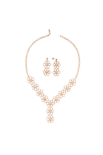 Çiçek Desenli Doğal İncili Kolye Küpe İkili Set | | Birinci1926