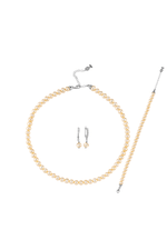 Şeftali Tonu Doğal İnci Kolye Bileklik Küpe Üçlü Set | | Birinci1926