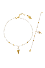 Creamy Doğal İnci Set featuring a beautiful necklace and bracelet, perfect for elegant occasions, doğal inci takımı.