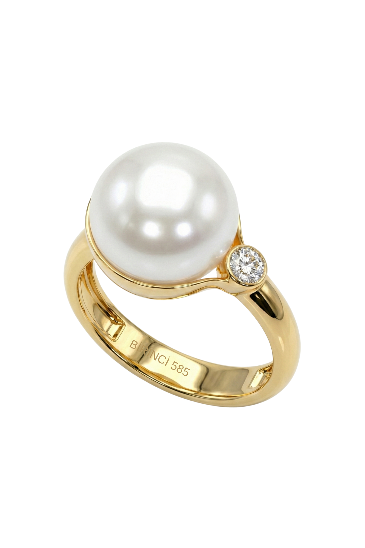 Pırlantalı Doğal İnci Yüzük